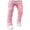 Pink, variant on Men's Regular Fit Stacked Jeans Patch Distressed Destroyed Straight Denim Pants Streetwear Clothes
