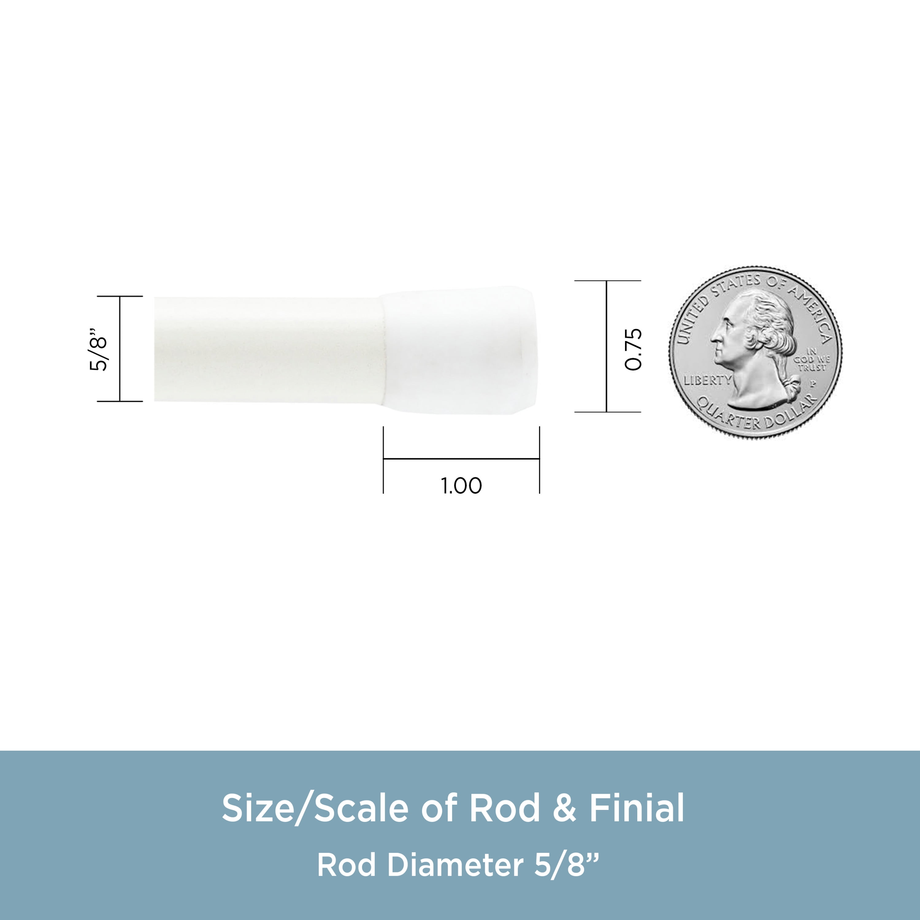 Kenney Carlisle Adjustable Spring Tension Curtain Rod, 5/8" Diameter, 48-75" Length, White Finish