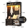 thumbnail image 3 of ChVans 75''H LED Farmhouse Hall Tree w/ Bench & Shoe Storage, Black Hall Tree Entryway Bench w/ Coat Rack, 12 Shoe Cabinet, Umbrella Holder&Sock Storage Drawer, Mudroom, Hallway, 3 of 6