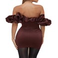 thumbnail image 3 of POINTERTECK Robe de Soirée pour Femmes Classique Couleur Unie à Volants Sans Bretelles Dos Nu Robe Formelle Noire TG, 3 of 7