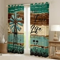 thumbnail image 2 of Homewish Enjoy Farm Life Black Out Curtains, Teal Cabin Wooden Plank Curtains Pack of 2 (42x63 Each), Countryside Style Bedroom Curtains, Curtains and Drapes Decor, 2 of 6