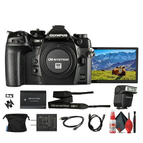 Système OM-1 Appareil Photo Sans Miroir (V210010BU000) Ensemble Incluant : Câble HDMI, Kit de Nettoyage Complet, Pochette, Batterie, et Plus