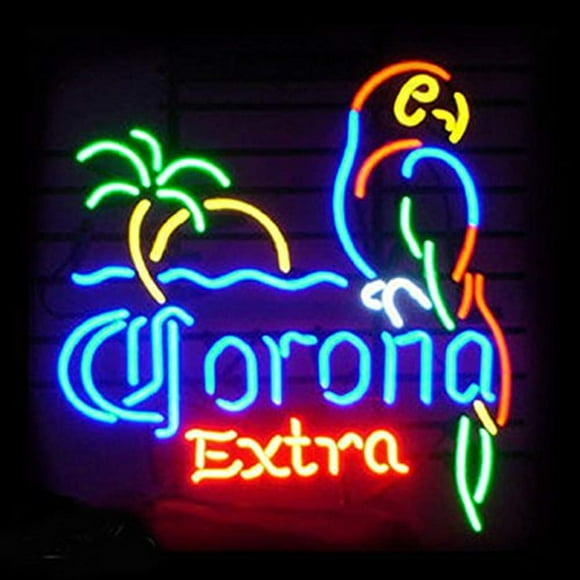 Corona Parrot Palm Tree Extra Beer Bar Real Glass Tube Neon Light Sign 19"x15" inches Handcrafted