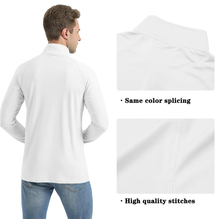 TACVASEN Mens Lightweight 1/4 Zip Pullover UPF 50+ Sun Protection Shirts  White M