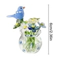 thumbnail image 3 of Rijanmt Handmade Glass Vase with Crystal Flower Decor,2.36" H Mini Glass Planter with Colorful Daisy Floral & Bird,Matching Real Flower Arrangements,For Home Office Table Centerpieces,Gift for Mom,A, 3 of 6