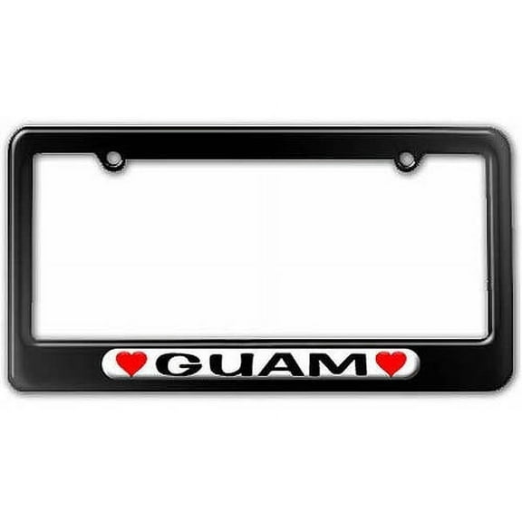 Guam Love with Hearts License Plate Tag Frame, Multiple Colors
