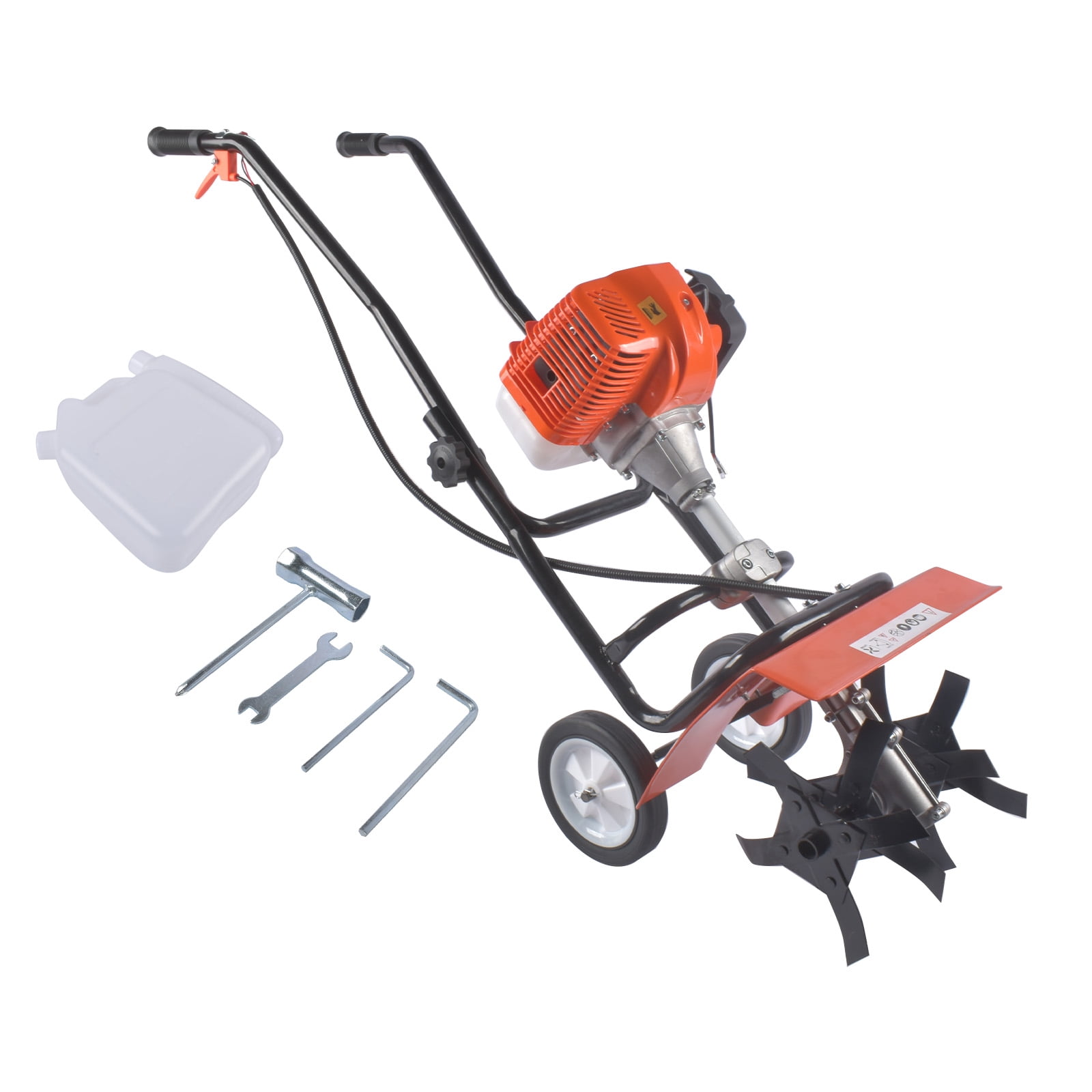 GELUOXI Tiller Cultivator Gas Powered, 52CC 2-Stroke Garden Cultivator, Tiller with 4 Steel Adjustable Front Tines for Lawn, Garden and Field Soil Cultivation