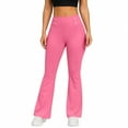thumbnail image 5 of Women's Fleece Lined Pants High Waist Winter Thermal Warm Flare Leggings Hiking Yoga Pants Women with Pockets,Hot Pink XL, 5 of 6