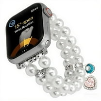 Dwitch Elastic Beaded Bracelet Strap Compatible with Apple Watch Band 38/40/41/42mm(S10) Series 10/9/ 8/7/SE,Women Fashion Pearl Stretchy Jewelry Strap for iWatch Bands Series 10 9 8 7 6 5 4 3 2 1,A