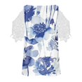 thumbnail image 5 of Fiudx Ofertas de La Semana Tops de Encaje con Estampado de Manga Corta y Cuello En V a La Moda para Mujer, 5 of 5