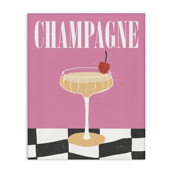 Stupell Industries Champagne with Cherry Food & Beverage Painting Wrapped Canvas Art Print Wall Art, 16 x 20
