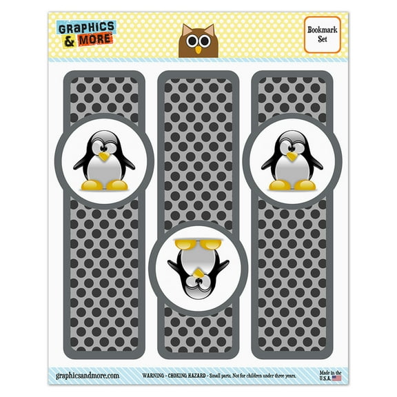 Penguin Snow Bird Glossy Laminated Bookmarks - Set of 3