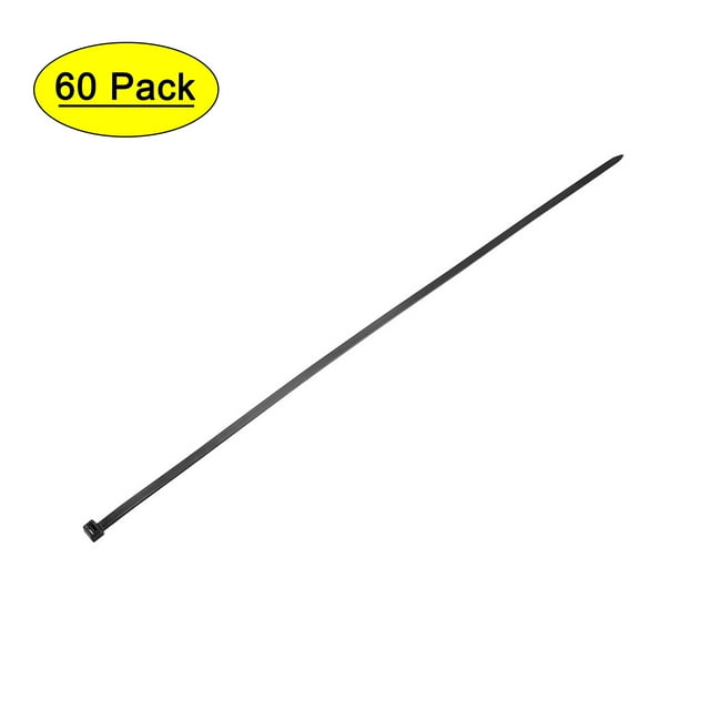 Unique Bargains 60pcs Cable Zip Ties, 18 Inch x 0.2 Inch Self-Locking Nylon Tie Wraps Black