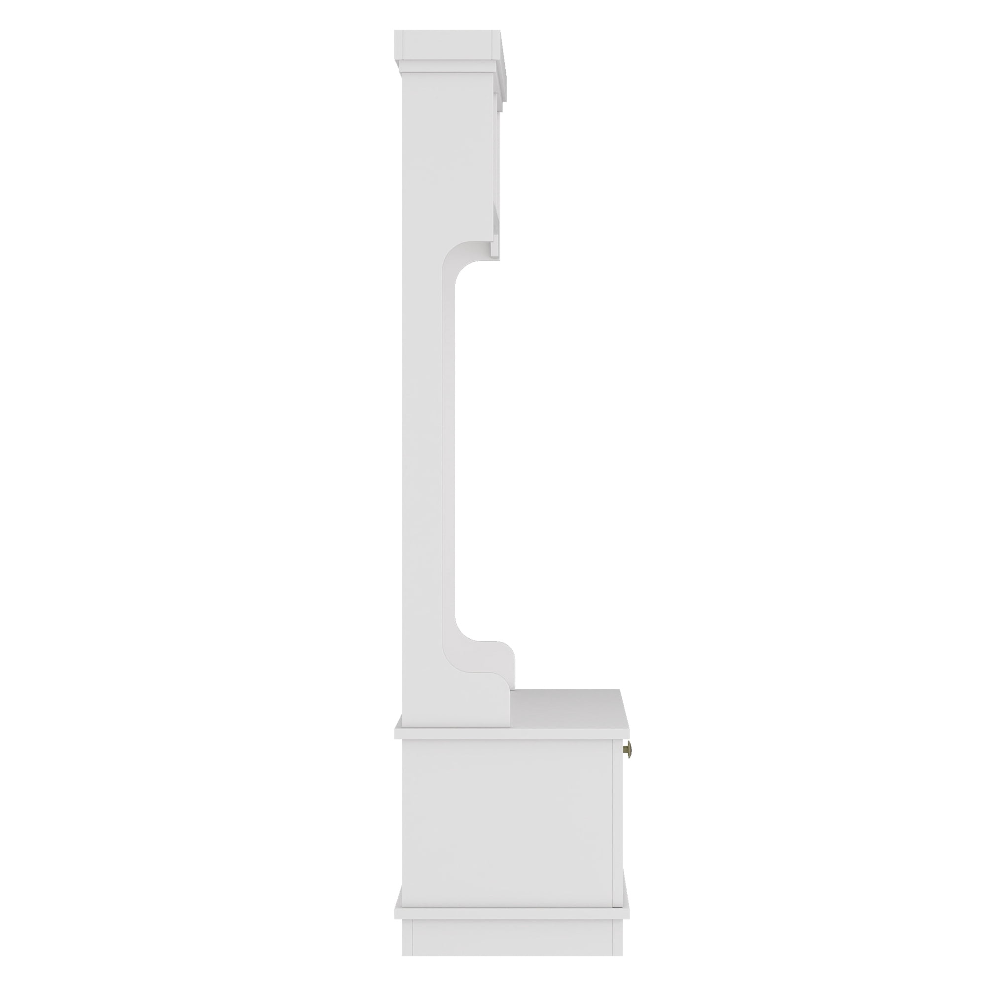 Mintazer 4‑in‑1 Hall Tree with Hooks & Storage Bench, Multifunctional Entryway Coat Rack with Upper Open Shelves & Lower Cabinet for Living Room Mudroom Bedroom, White