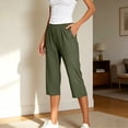 thumbnail image 2 of Gunia Womens Capri Pants Capri Jeans For Stretch Casual Elastic Waist Wide Straight Leg Plus Size Pull On Denim Capris Loose Pants Summer Pants, 2 of 5