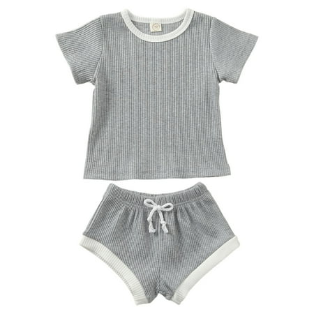 

Summer Newborn Baby Boy Girl Short Sleeve T-shirt Tops + Shorts Outfit Set Clothes
