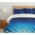 thumbnail image 4 of Ambesonne Checkered Duvet Cover Set, Starry Night Checkered, Queen, Sky Blue Dark Lavender, 4 of 4