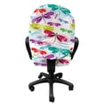 thumbnail image 3 of Dragonfly Office Chair Slipcover, Modern Dragonfly and Floral Pattern Hydrangea Petals Like Fireworks Colorful Art, Protective Stretch Decorative Fabric Cover, Standard Size, Multicolor, by Ambesonne, 3 of 5