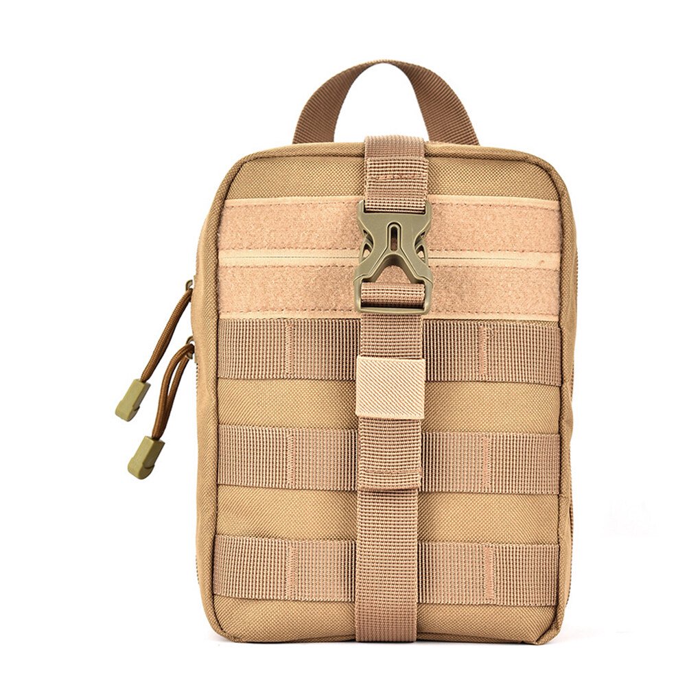 Outdoor Storage Bag Hunting Camping Hiking Survival Accessories Waist Pouch Fishing Mountaineering Pocket Oxford Cloth Pack Khaki