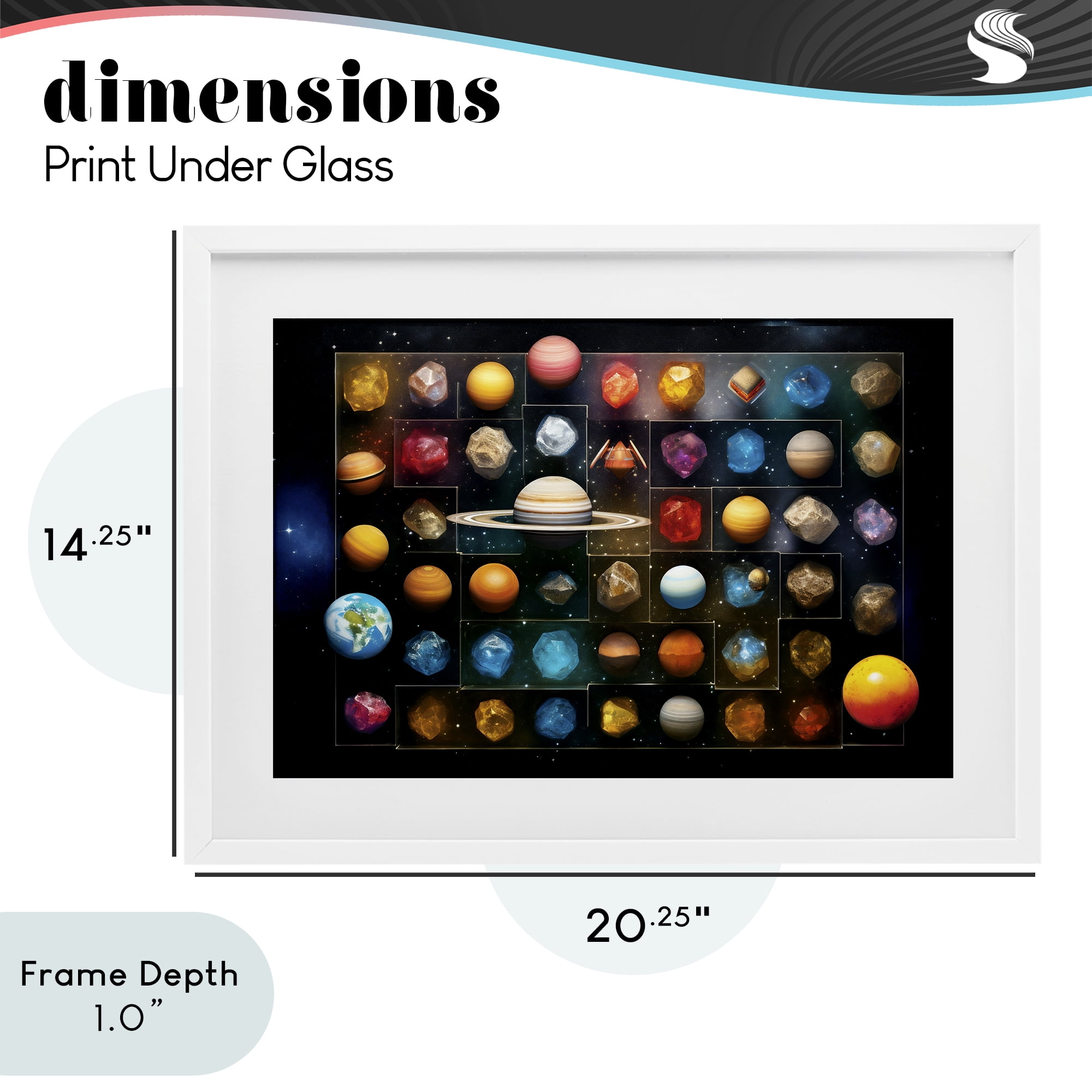 Stupell Industries Celestial Gems & Planets White Framed Print Under Glass, design by Ray Powers