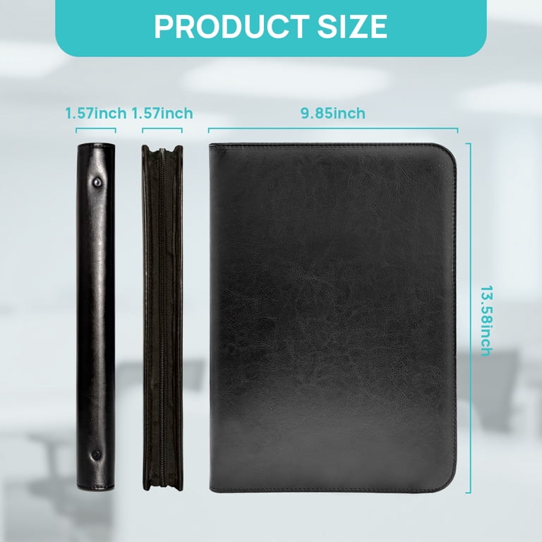 AGCAN Black Vegan Leather Padfolio with 3-Ring Binder photo 3