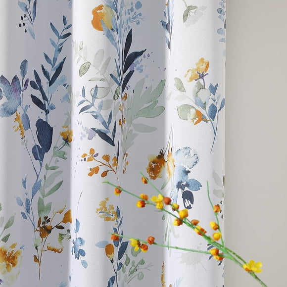 Cortinas separadoras de ambientes MYSKY HOME Floral, 2 unidades, 80 x 200 cm, amarillo/azul