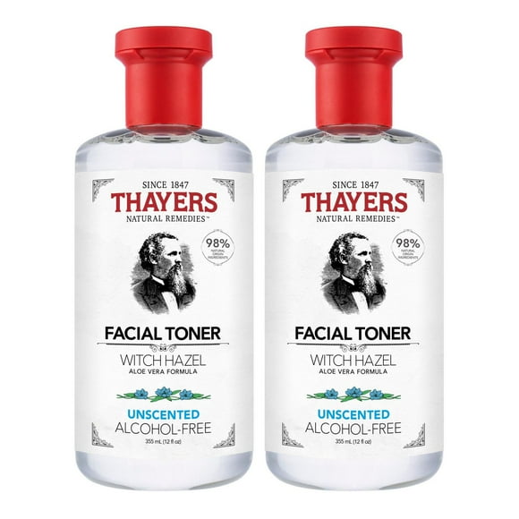 THAYERS Alcohol-Free Witch Hazel Unscented Face Toner with Aloe Vera, Duo Pack, (2 x 355mL)