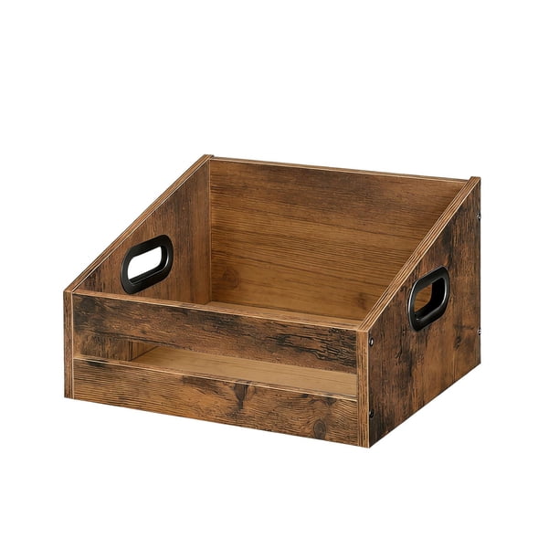 Caja de almacenamiento de discos de vinilo, organizador de madera, caja rústica de escritorio, soporte clásico para discos de vinilo, libros, hogar y