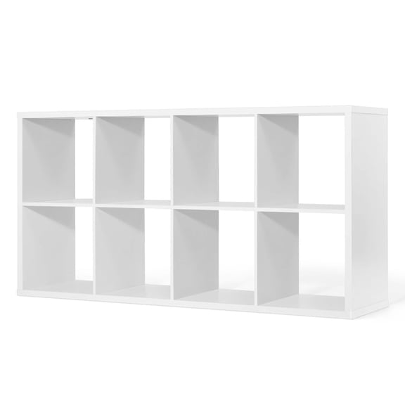 Multi-Cube Storage Shelf 13 Inch, Thick Edges Reinforced Structure, 6/8/9 Cubes Open Design, Space Divider Bookcase for Living Room Study, White or gray Oak