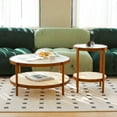 thumbnail image 5 of Modern Farmhouse Nesting Table Set - Round Solid Wood Coffee Table + Side Table for Living Room/Bedroom, 5 of 5
