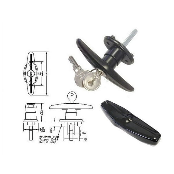 Gordon Glass® Truck Cap Locking T-Handle with Dust Cover - Counter Clockwise