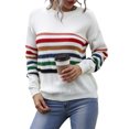 thumbnail image 4 of Women Striped Sweater Long Sleeve Color Block Knit Loose Jumper Top Blouse, 4 of 5