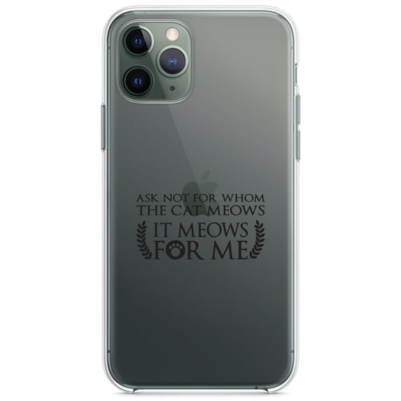 DistinctInk Clear Shockproof Hybrid Case for iPhone 11 (6.1" Screen) - TPU Bumper Acrylic Back Tempered Glass Screen Protector - Ask Not For Whom the Cat Meows
