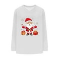 thumbnail image 5 of Womens Tops Christmas V-neck Long Sleeved Casual Loose T-shirt Top,Blouse for Women White M, 5 of 6
