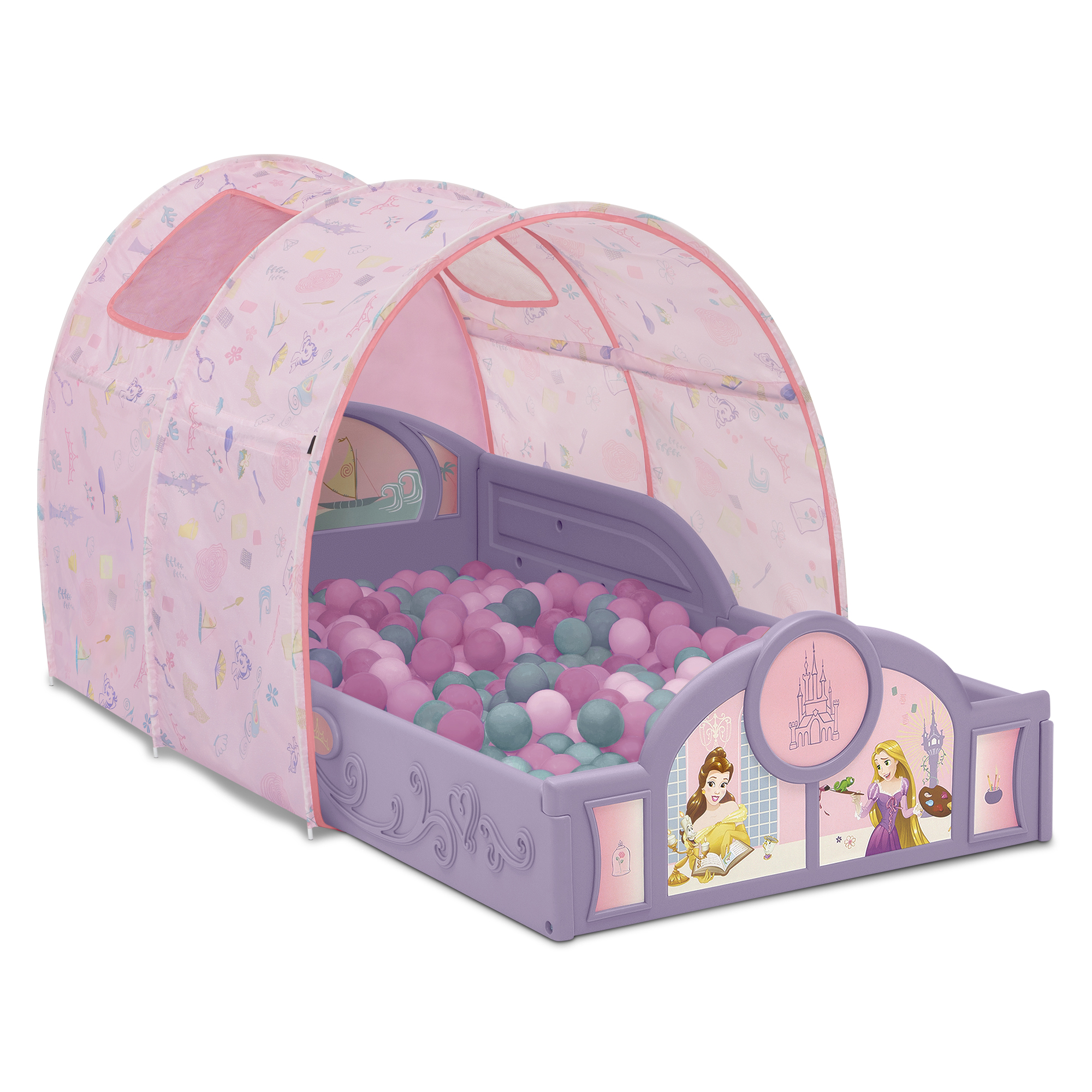 Disney Princess Sleep and Play Toddler Bed with Tent by Delta Children, Purple/Pink - image 4 of 7