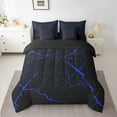 thumbnail image 2 of Erosebridal Abstract Bedding Twin Size, Black Blue Bedding Sets Twin Size, Stripes Ombre Reversible Comforter Sets with Sheets, Lightweight Bedroom Decoration, 7-Piece, 2 of 4