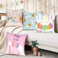thumbnail image 3 of hofaaa Easter Throw Pillow Covers Cartoon Easter Bunny Eggs Decorative Pillowcase Cotton Pillow Cushion Case for Living Room Sofa Couch 18x18 Inch Set of 4, White Blue Pink, 3 of 6