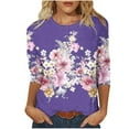 thumbnail image 1 of Blusas de Manga Corta para las Mujeres Pascua Impresa Suelta de Tres Cuartos de Manga Superior, Blusas para las Mujeres Casual, 1 of 4