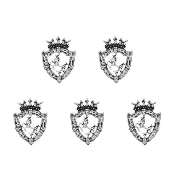 Masteelf 5pcs Queen Crown Brooch Pin Vintage Shield Lapel Pins Horse Badge Rhinestone Suit Accessories Collar Pin Lapel Pin For Women Men