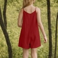 thumbnail image 6 of WMTBSRSW Girls Sleeveless Casual Romper Adjustable Tie-Up Strap Short Jumpsuits Summer Clothes with with Pockets 4-16 Years, 6 of 8