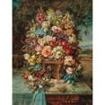 thumbnail image 3 of Hans Zatzka 15x18 Black Modern Framed Museum Art Print Titled - Rich Flower Still Life with a Blue Credits in Front of a Wide Landscape, 3 of 5