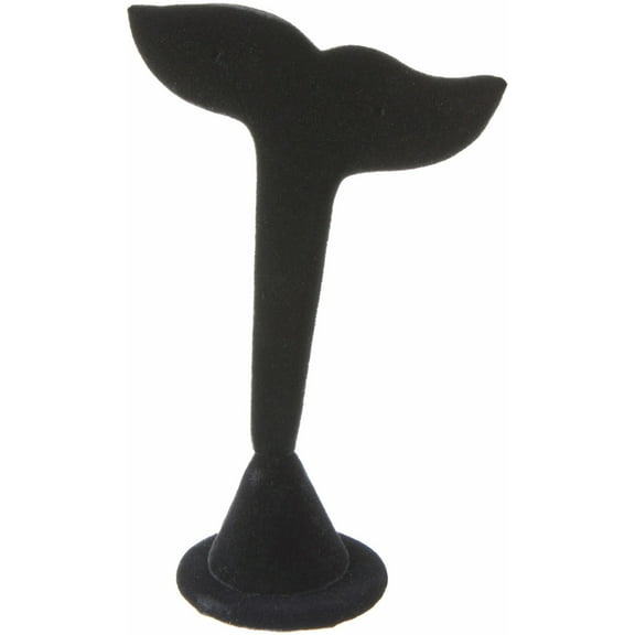 Plymor Black Velvet Fish Tail Style, Single Pair Earring Display Stand, 3.75" W x 2" D x 7.25" H