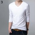 thumbnail image 4 of T-shirt à Manches Longues Col en V Mode Homme Automne Ajusté Aguichant, 4 of 7