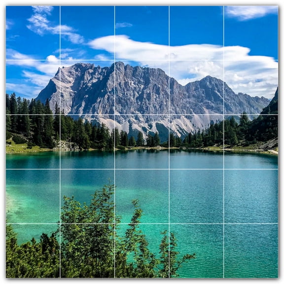Picture-Tiles.com: Lakes Ceramic Tile Wall Mural WAL500794-55XL. 60"W x 60"H using (25) 12" x 12" Ceramic Tiles-Satin Finish