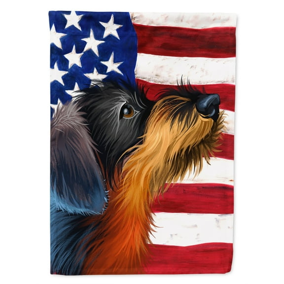 German Wirehaired Pointer American Flag Garden Flag