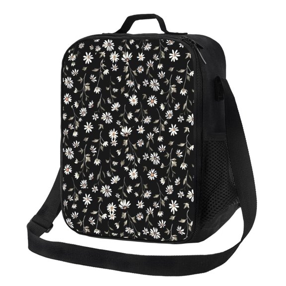 Daisy Flowers Lunch Bag Insulated Thermal Lunch Box with Shoulder Strap & Handle for Women and Men