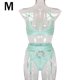 thumbnail image 1 of Conjunto de ropa interior de encaje floral de 3 piezas para mujer, sujetador sexy, bragas, liguero, azul cielo, M Vogacara XX000052-17, 1 of 7