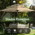 thumbnail image 3 of Scafild | 10ft Outdoor Patio Umbrellas with Solar Lights, 3 Tier Vented Large Market Table Umbrella with 8 Sturdy Ribs & 1.5" Pole UV Protection for Garden Deck Backyard Pool - Beige, 3 of 9
