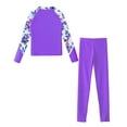thumbnail image 6 of Alvivi Girls Long Sleeve Bathing Suit Swimsuit Kids Rash Guard Swim Top with Legging Pants Set Purple 10, 6 of 7