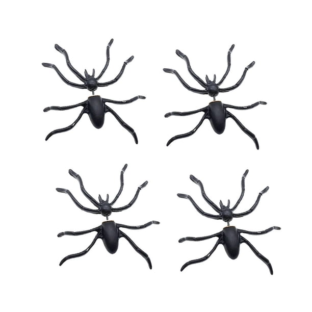 4 piezas divertidos pendientes de araña negra Halloween Spoof Stud pendientes de aleación Ear Cuff moda piercing pendiente joyería decoración para mujer